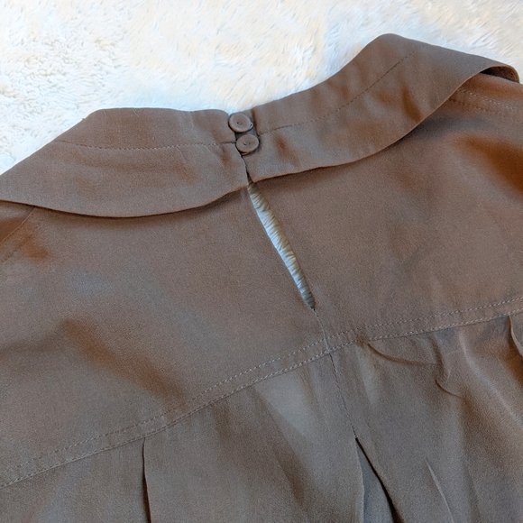 BCBGMAXAZRIA Brown Silk Sheer Chiffon Blouse - Picture 3 of 7